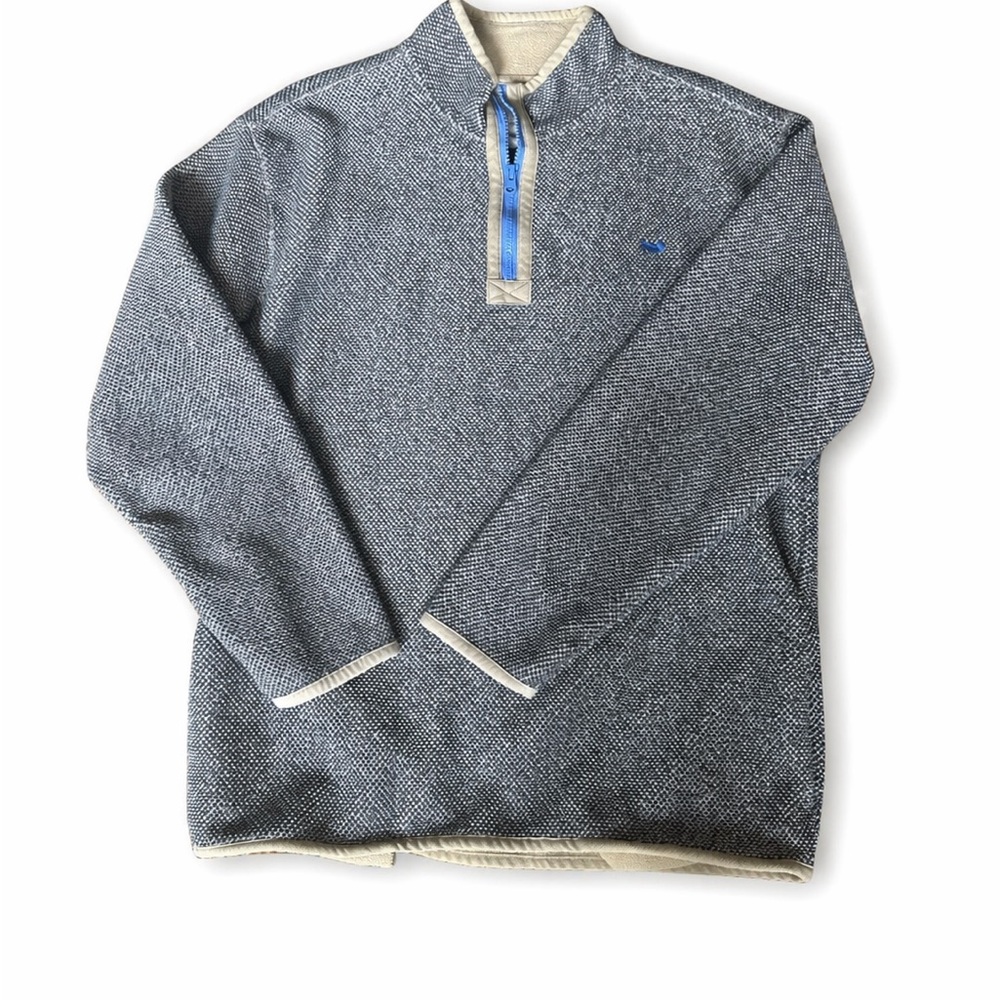 Southern Marsh Heather Navy Quarter-Zip with Cream Trim